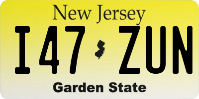 NJ license plate I47ZUN