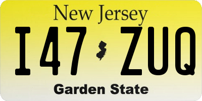 NJ license plate I47ZUQ