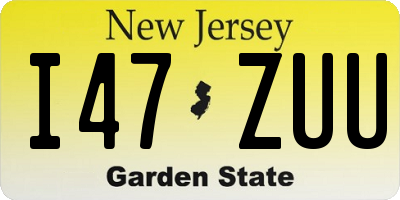 NJ license plate I47ZUU