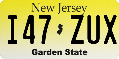 NJ license plate I47ZUX