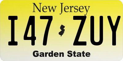 NJ license plate I47ZUY