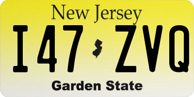 NJ license plate I47ZVQ
