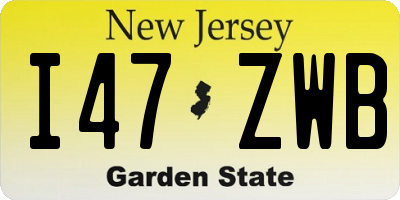 NJ license plate I47ZWB