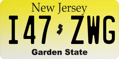 NJ license plate I47ZWG
