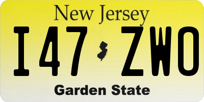 NJ license plate I47ZWO