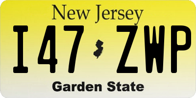 NJ license plate I47ZWP