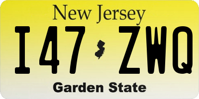 NJ license plate I47ZWQ