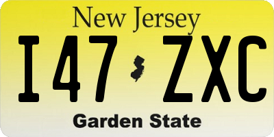 NJ license plate I47ZXC