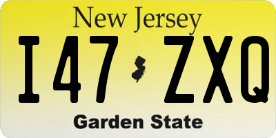 NJ license plate I47ZXQ