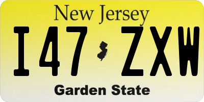 NJ license plate I47ZXW
