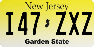 NJ license plate I47ZXZ