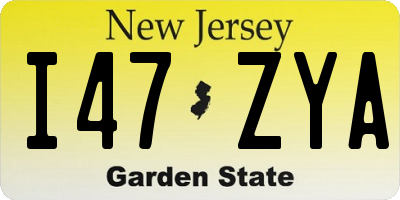 NJ license plate I47ZYA