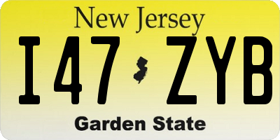 NJ license plate I47ZYB