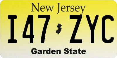 NJ license plate I47ZYC