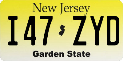 NJ license plate I47ZYD