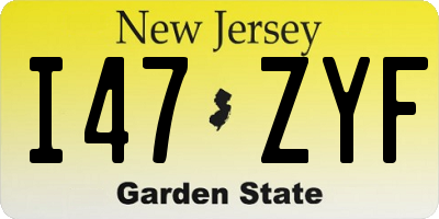NJ license plate I47ZYF