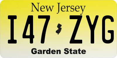 NJ license plate I47ZYG