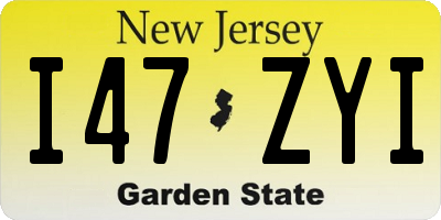 NJ license plate I47ZYI