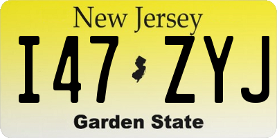 NJ license plate I47ZYJ