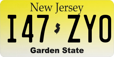 NJ license plate I47ZYO