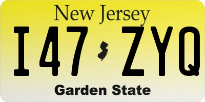 NJ license plate I47ZYQ