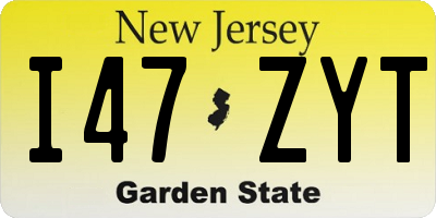 NJ license plate I47ZYT