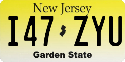 NJ license plate I47ZYU
