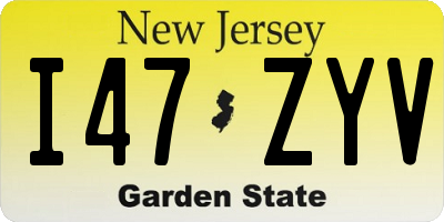 NJ license plate I47ZYV