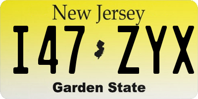 NJ license plate I47ZYX