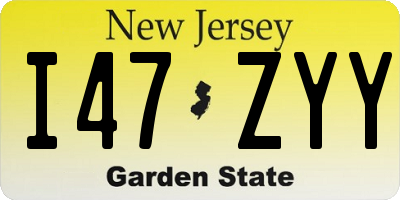 NJ license plate I47ZYY