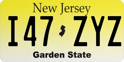 NJ license plate I47ZYZ