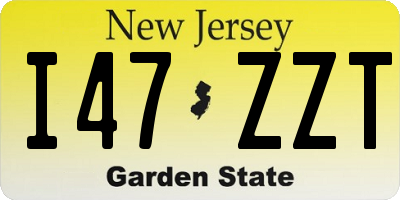 NJ license plate I47ZZT