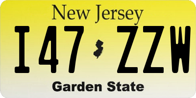 NJ license plate I47ZZW