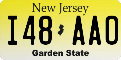 NJ license plate I48AAO