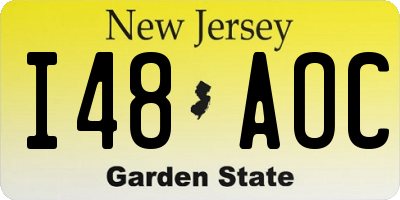 NJ license plate I48AOC