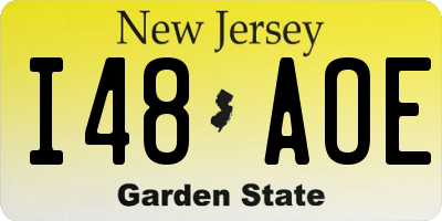 NJ license plate I48AOE