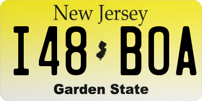 NJ license plate I48BOA