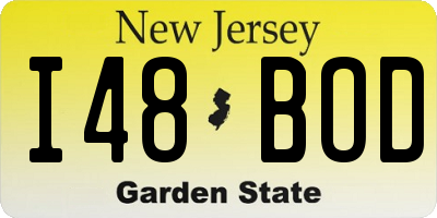 NJ license plate I48BOD
