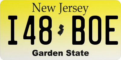 NJ license plate I48BOE