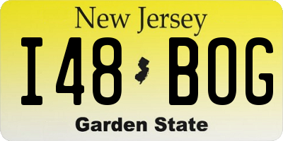 NJ license plate I48BOG