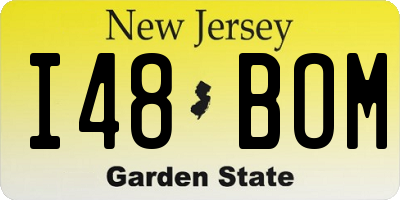 NJ license plate I48BOM