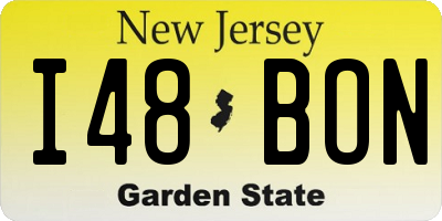 NJ license plate I48BON