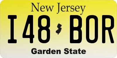 NJ license plate I48BOR