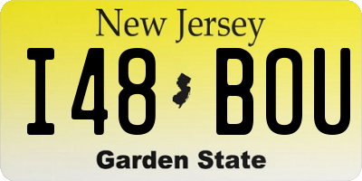NJ license plate I48BOU
