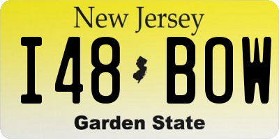 NJ license plate I48BOW