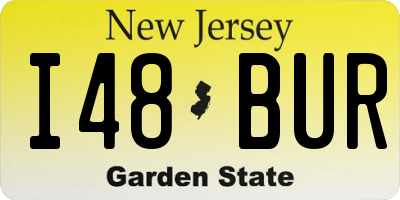 NJ license plate I48BUR