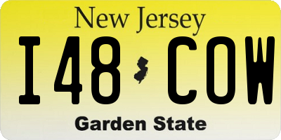NJ license plate I48COW