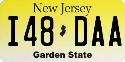 NJ license plate I48DAA