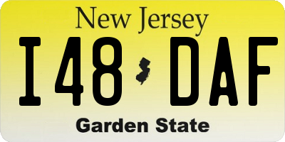 NJ license plate I48DAF