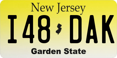 NJ license plate I48DAK